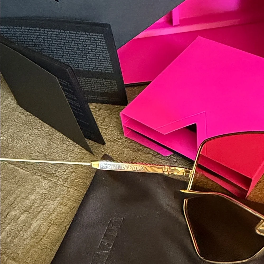 Valentino V Hexagon Glasses and  Black Leather Crossbody